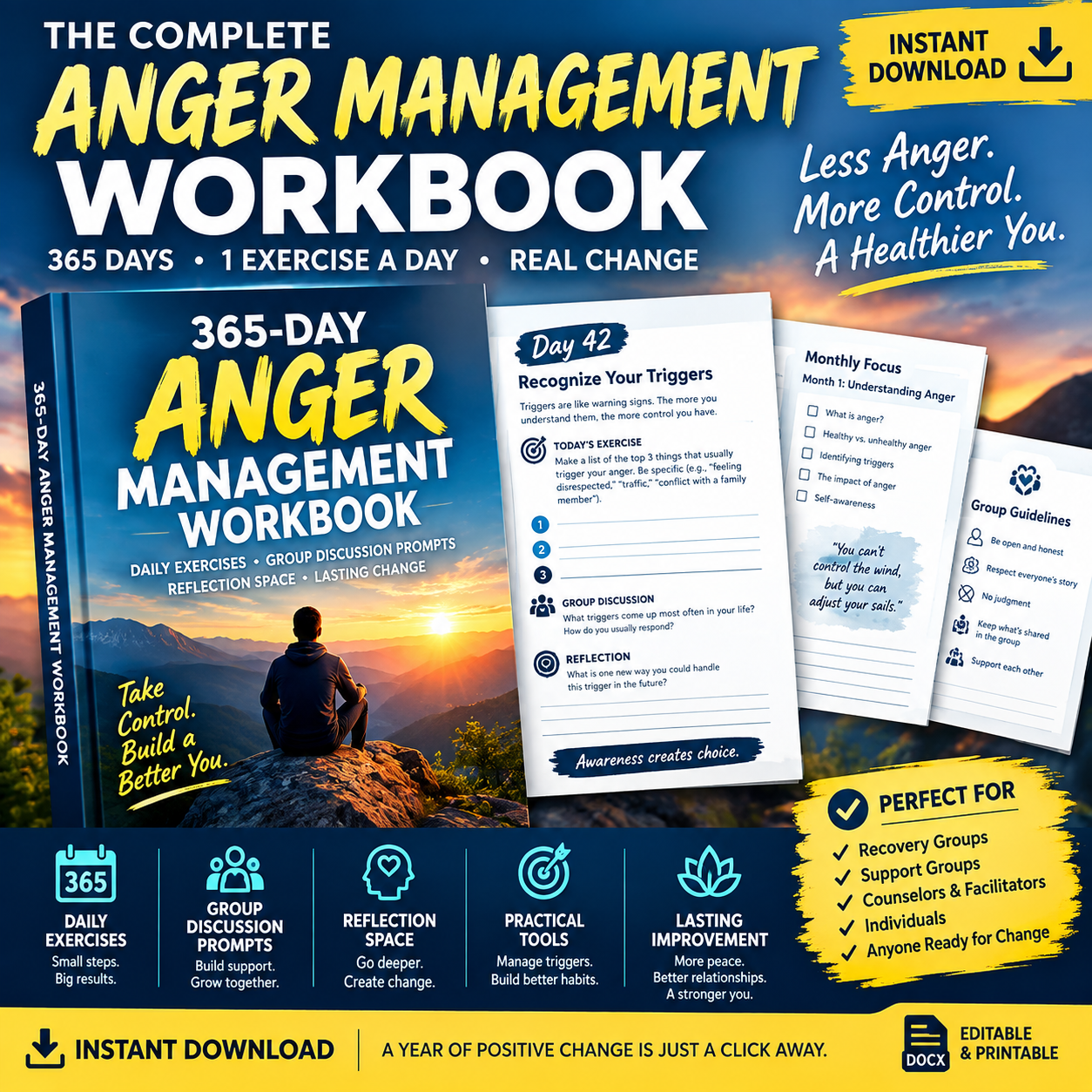 Product image for 365 DAYS OF ANGER MANAGEMENT A Daily Workbook for Counseling & Group Reflection
