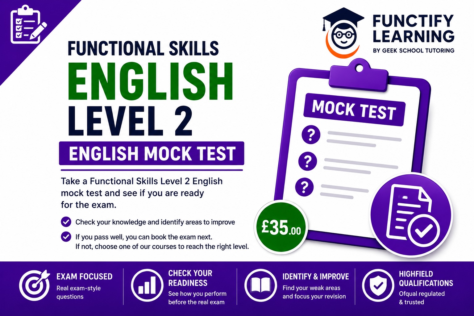 Product image for Functional Skills Level 2 English Mock Test