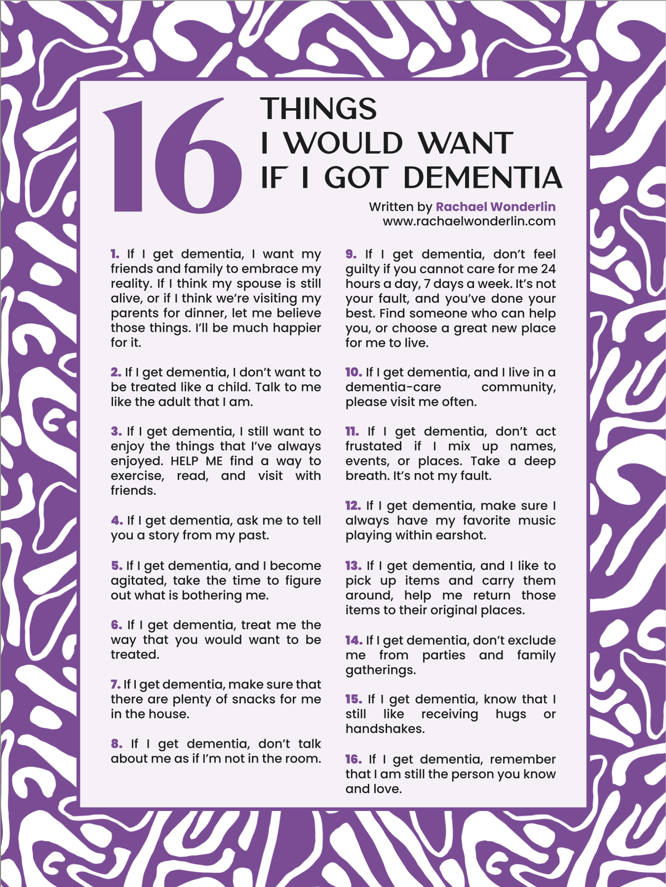 Product image for 16 Things I Would Want If I Got Dementia