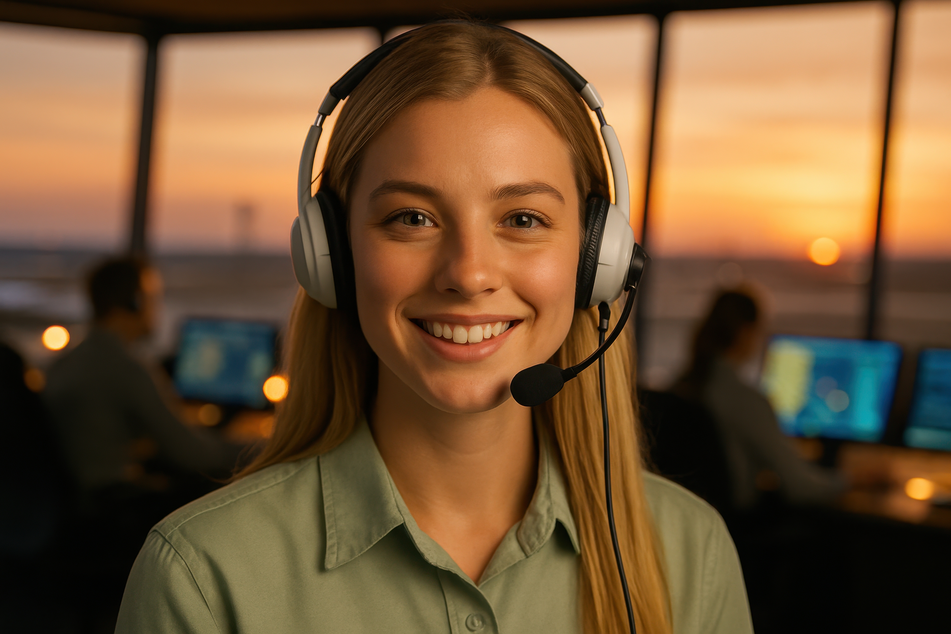 9-1-1 dispatcher at a communications console