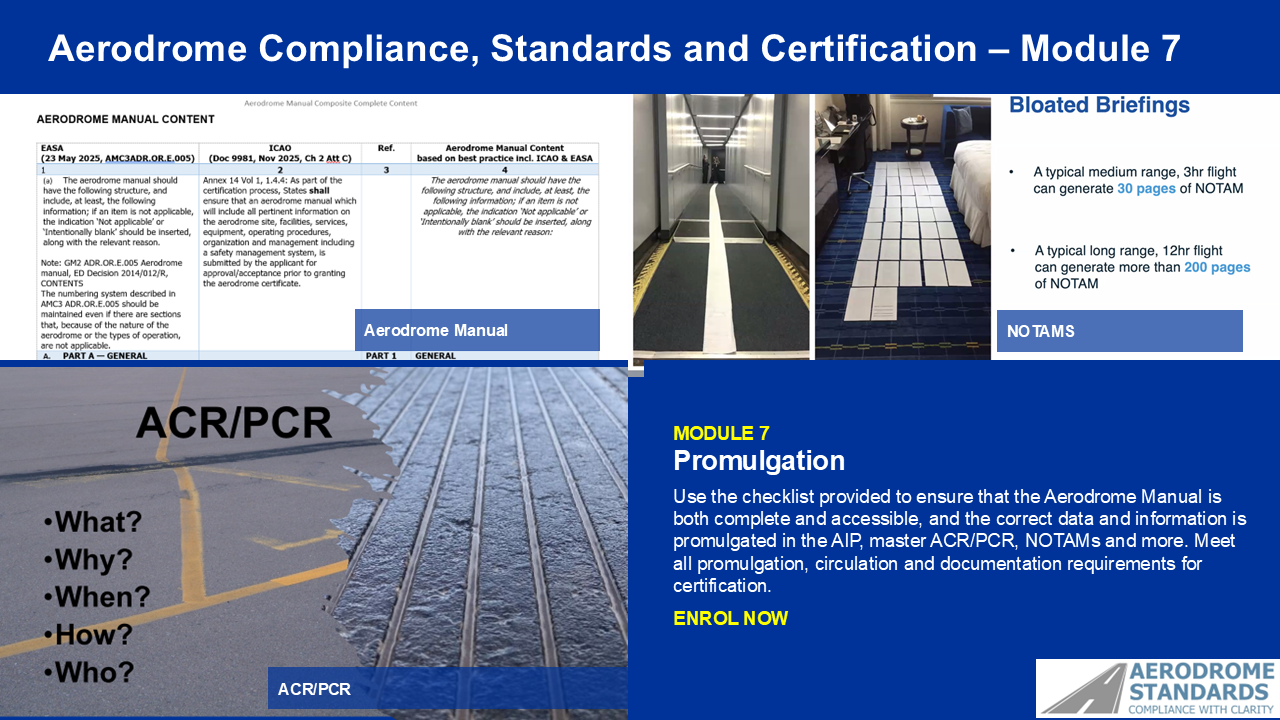 Product image for Promulgation, Module 7 of Aerodrome Compliance, Standards and Certification 