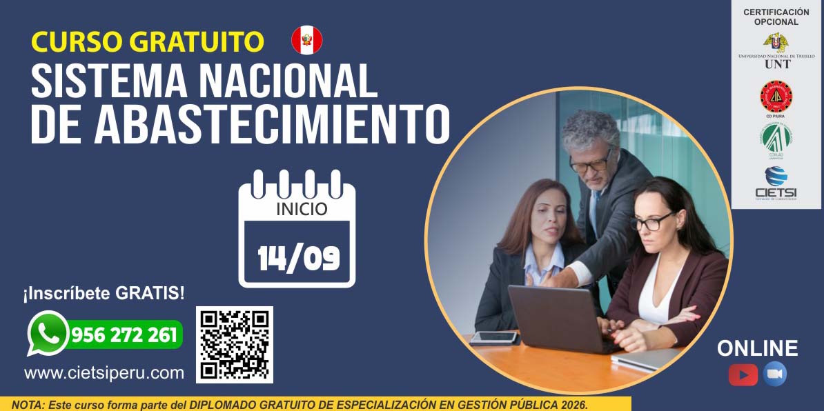 Imagen de producto para CURSO GRATUITO ESPECIALIZADO EN SISTEMA NACIONAL DE ABASTECIMIENTO 2026