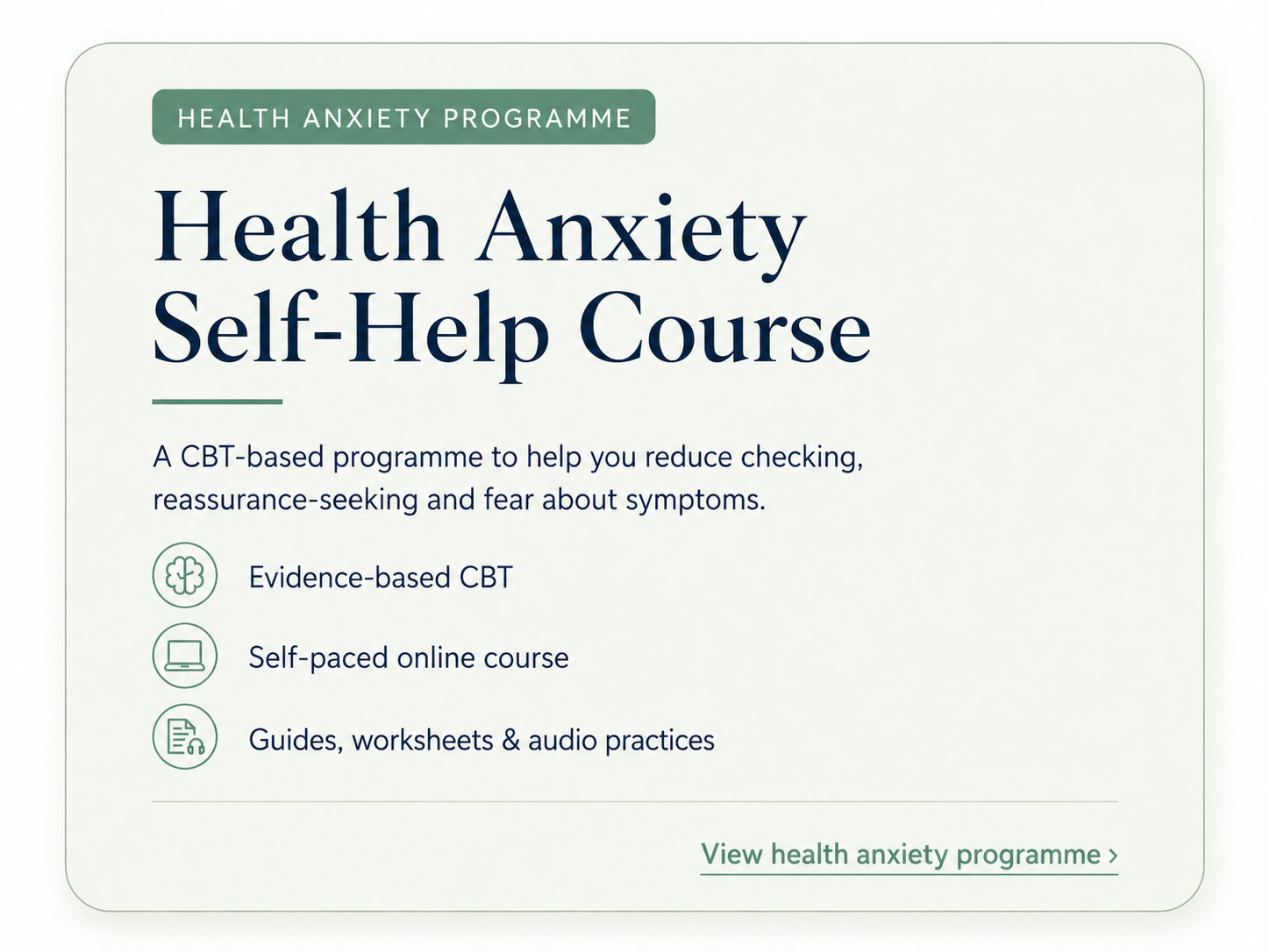 Product image for Online Health Anxiety Course using CBT