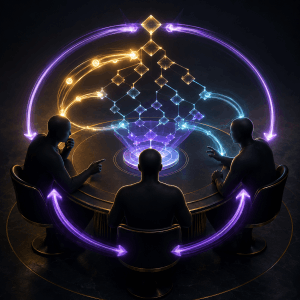 Poker players studying solver data together, representing masterminds and continuous feedback