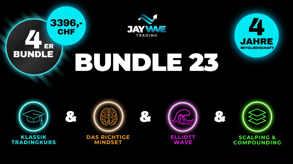 Product image for Bundle 23 - Klassik Tradingkurs + Das richtige Mindset + Masterclass Elliot Wave + Scalping &amp; Compounding – 3’396 CHF – 4 Jahre Mitgliedschaft