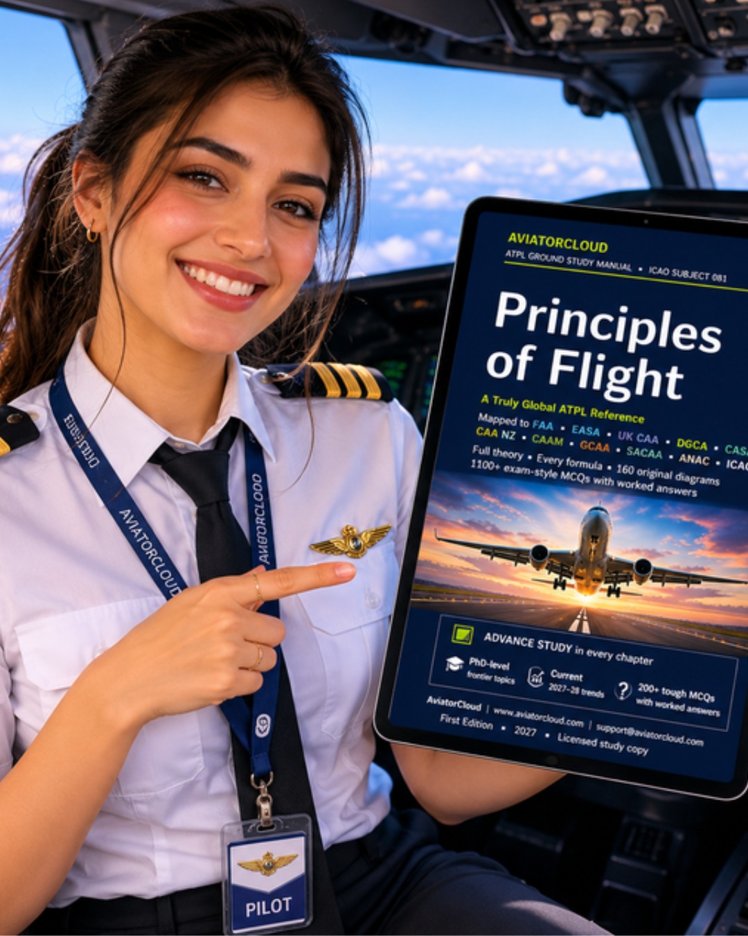 Airline pilot studying the AviatorCloud ATPL eNotebooks