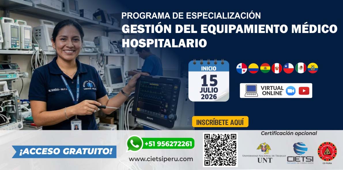 Imagen de producto para PROGRAMA GRATUITO EN GESTIÓN DEL EQUIPAMIENTO MÉDICO HOSPITALARIO 2026