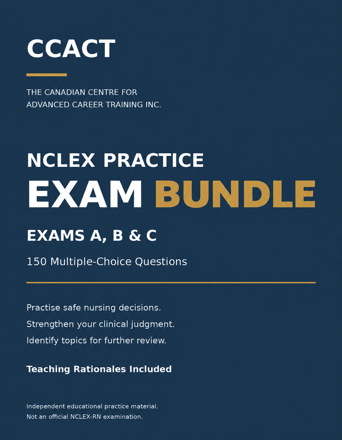 Product image for NCLEX RN Practice Exam A B and C Bundle
