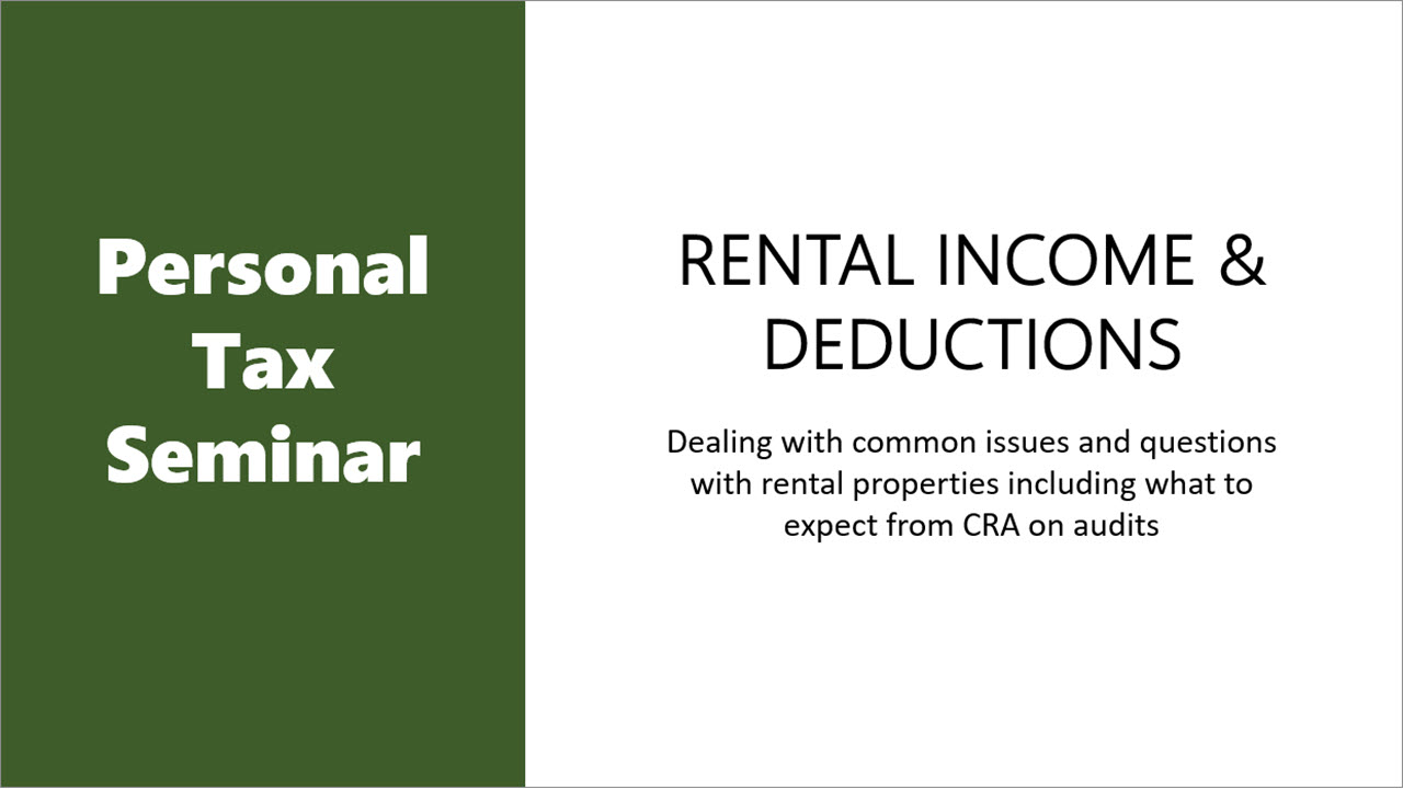 Product image for Personal Tax Seminar - Rental Income & Deductions