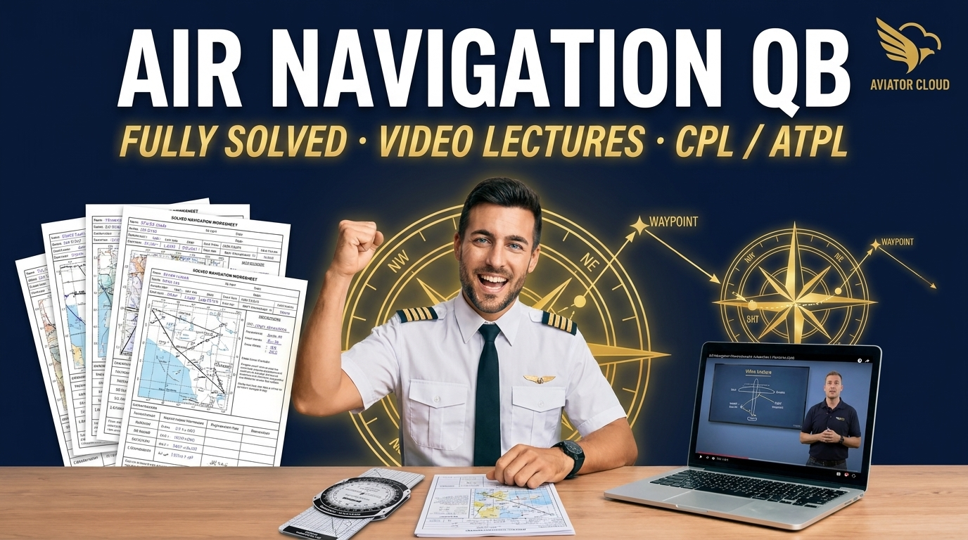 Product image for CPL ATPL Air Navigation Question Bank Fully Solved for Pilot Exams