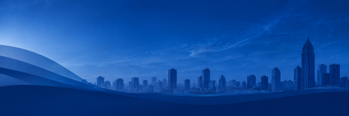 City skyline background image in shades of blue with button to click to schedule a tutoring session