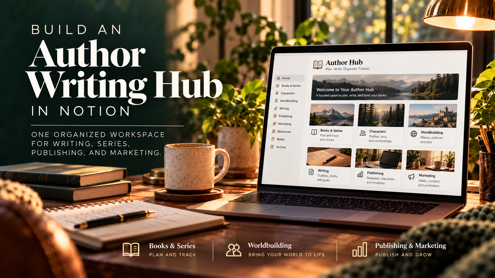 Product image for 📗 LED: Build an Author Writing Hub in Notion