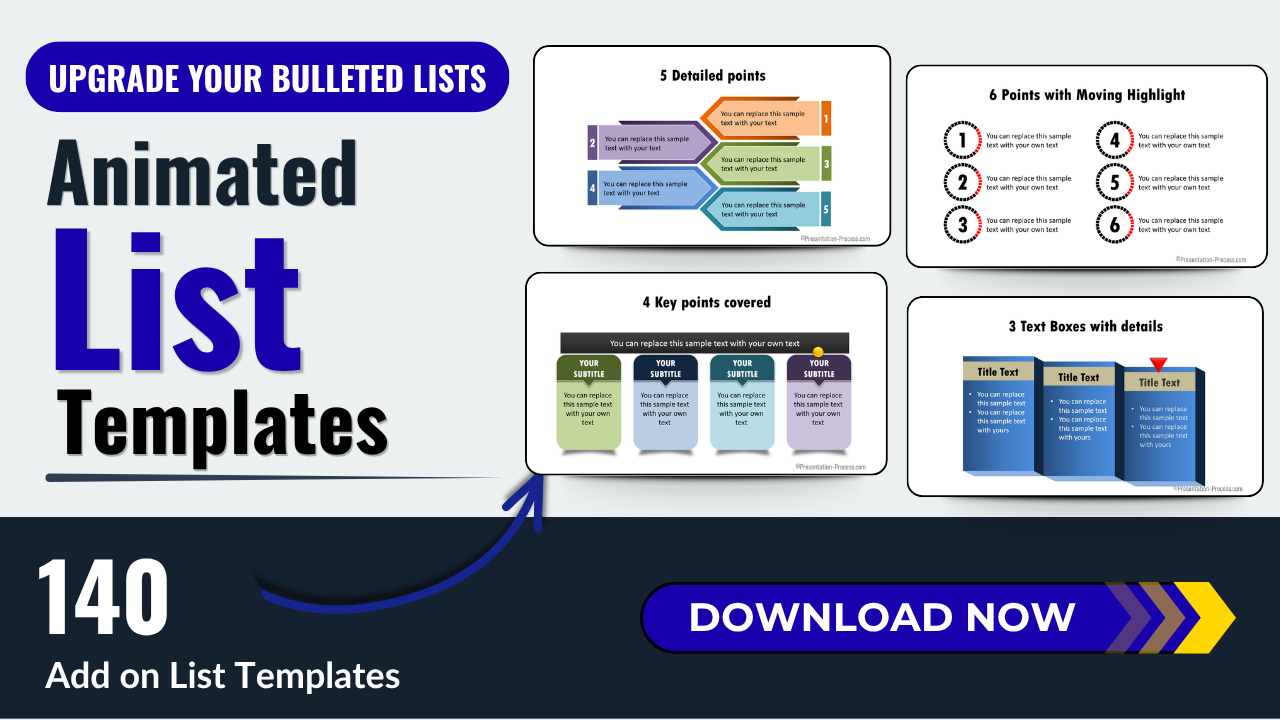 Product image for Animated 140 PowerPoint List Templates