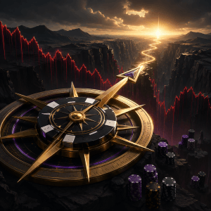 Poker player following a guiding light, representing a meaningful long-term purpose in poker