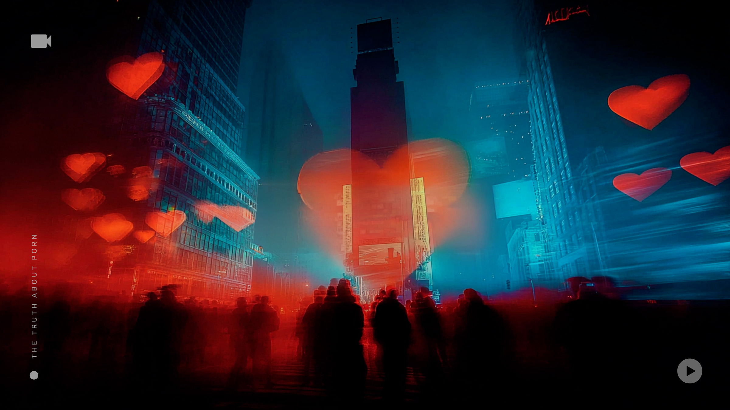 A digital rendering of a man sitting on a bed, leaning into kiss a digital girl made of up zeros and ones binary code