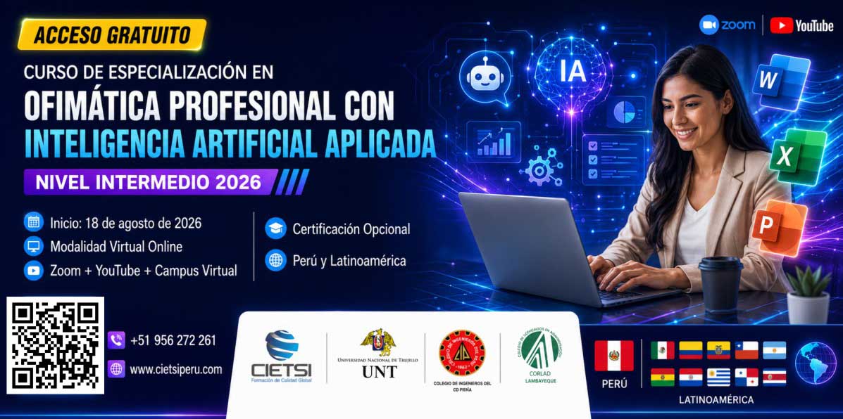 Imagen de producto para CURSO GRATUITO DE ESPECIALIZACIÓN EN OFIMÁTICA PROFESIONAL CON INTELIGENCIA ARTIFICIAL APLICADA – NIVEL INTERMEDIO 2026