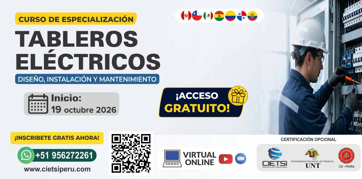 Imagen de producto para CURSO GRATUITO DE ESPECIALIZACIÓN EN DISEÑO, INSTALACIÓN Y MANTENIMIENTO DE TABLEROS ELÉCTRICOS 2026 2DA