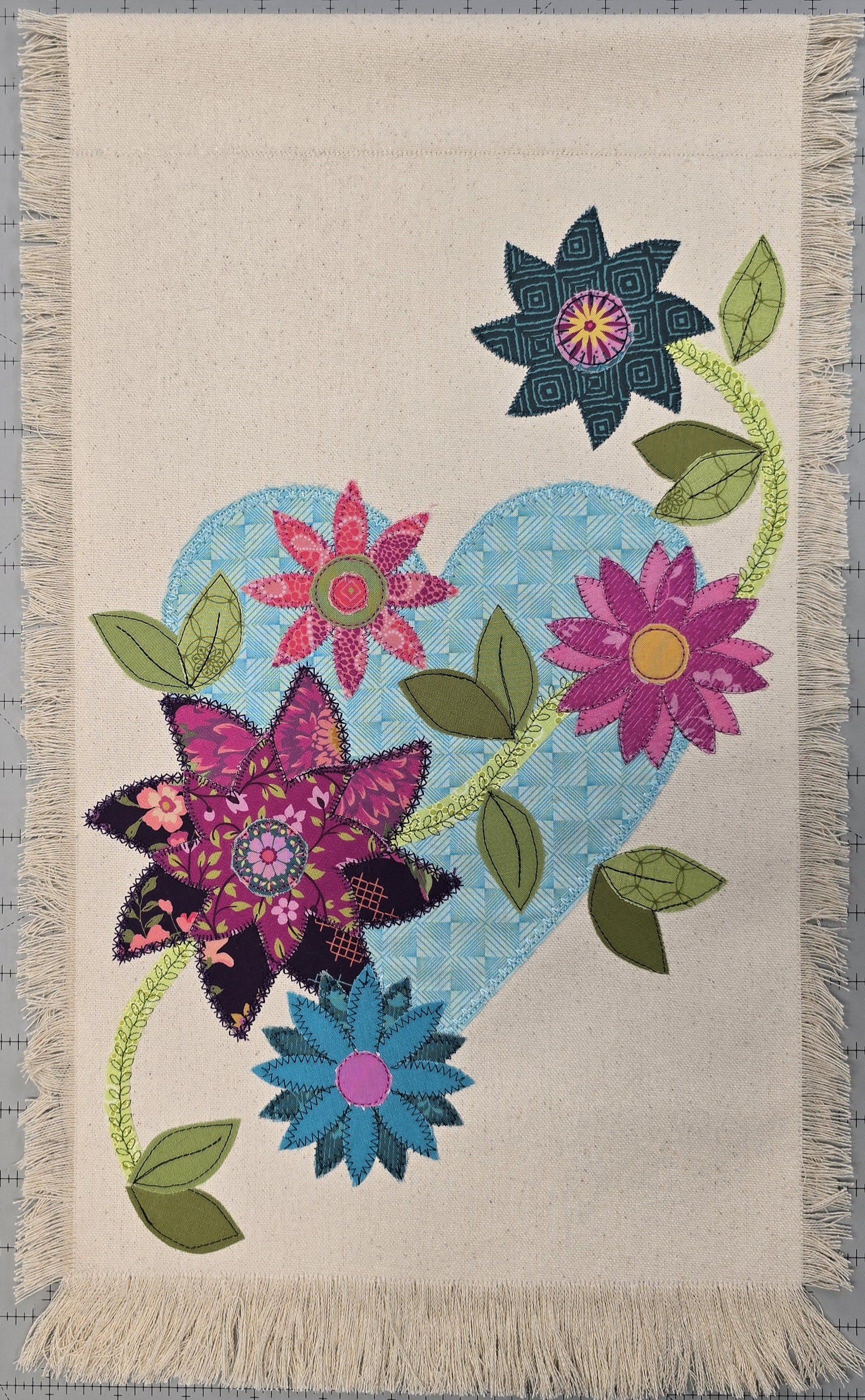 Product image for Heart & Flowers Fringed Flag by Michelle Hall