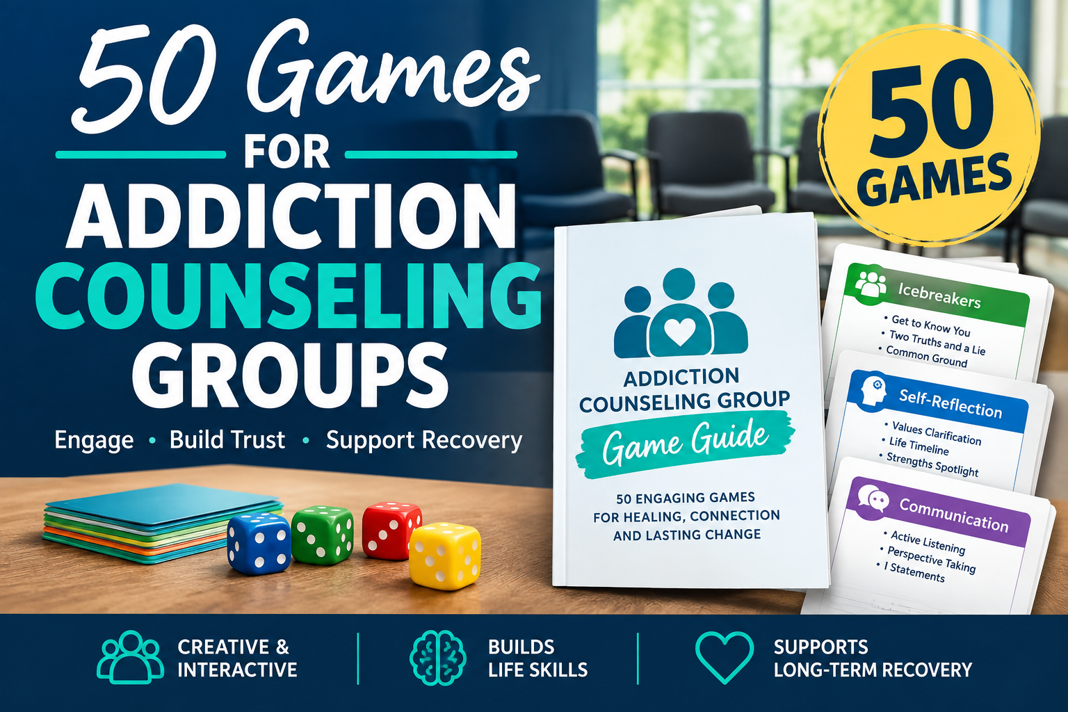 Product image for 50 Addiction Counseling Group Games — Evidence-Informed Interactive Facilitator Toolkit