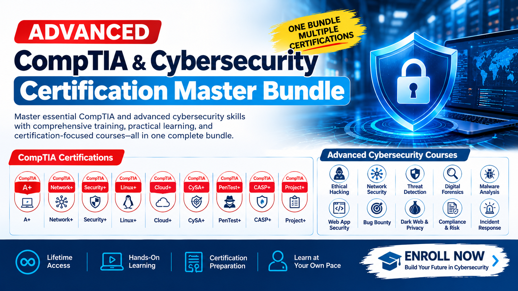 Product image for Advanced CompTIA &amp; Cybersecurity Certification Master Bundle