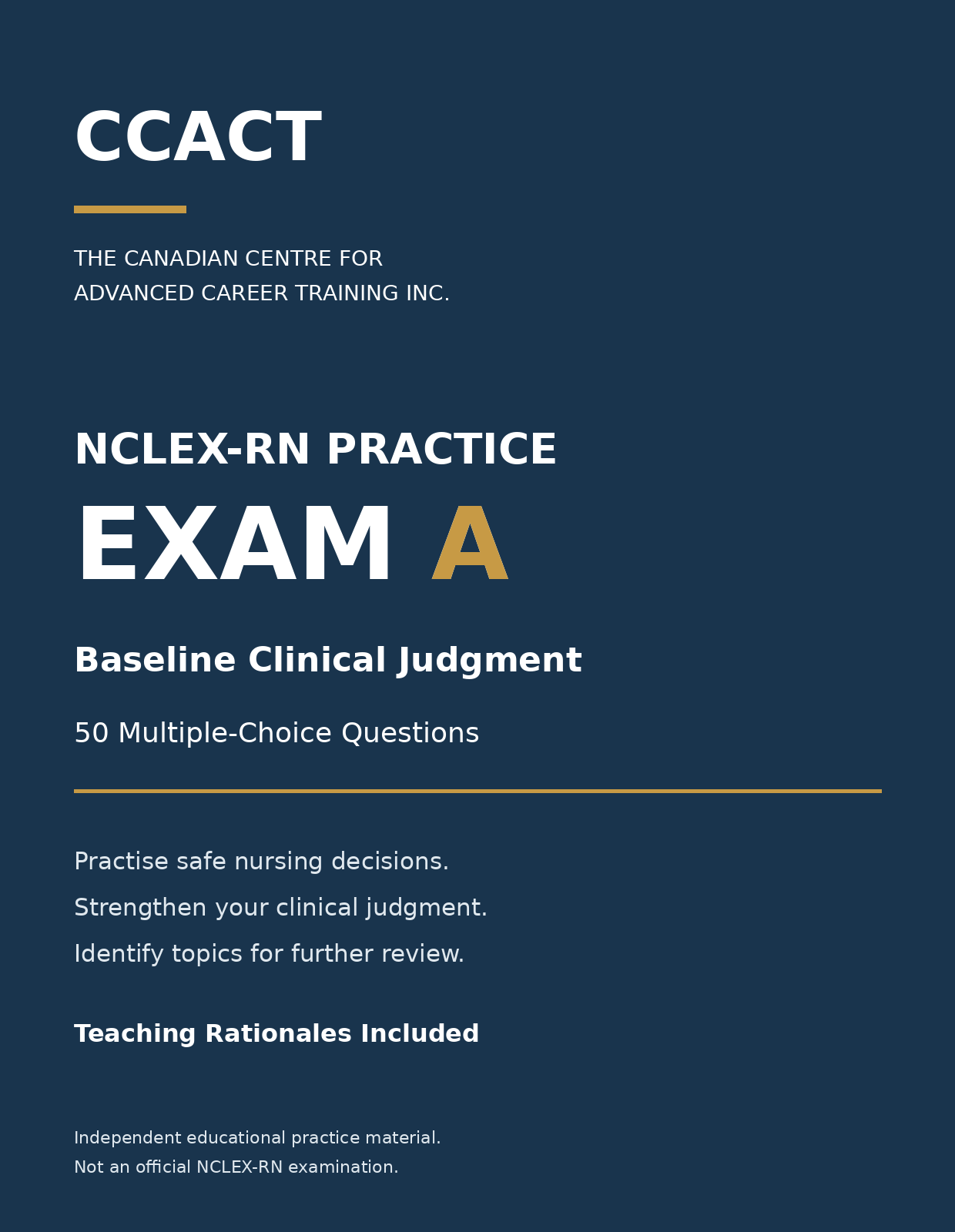 Product image for NCLEX RN Practice Exam A — Baseline Clinical Judgment Canadian RN Exam Review 