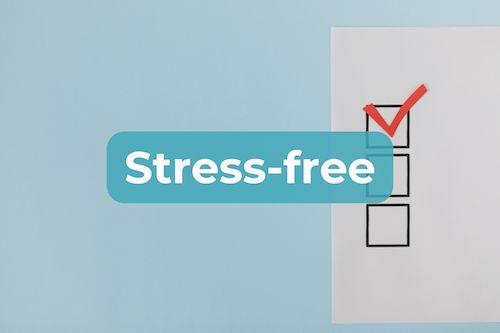 A tick box showing that Untired Me is stress-free