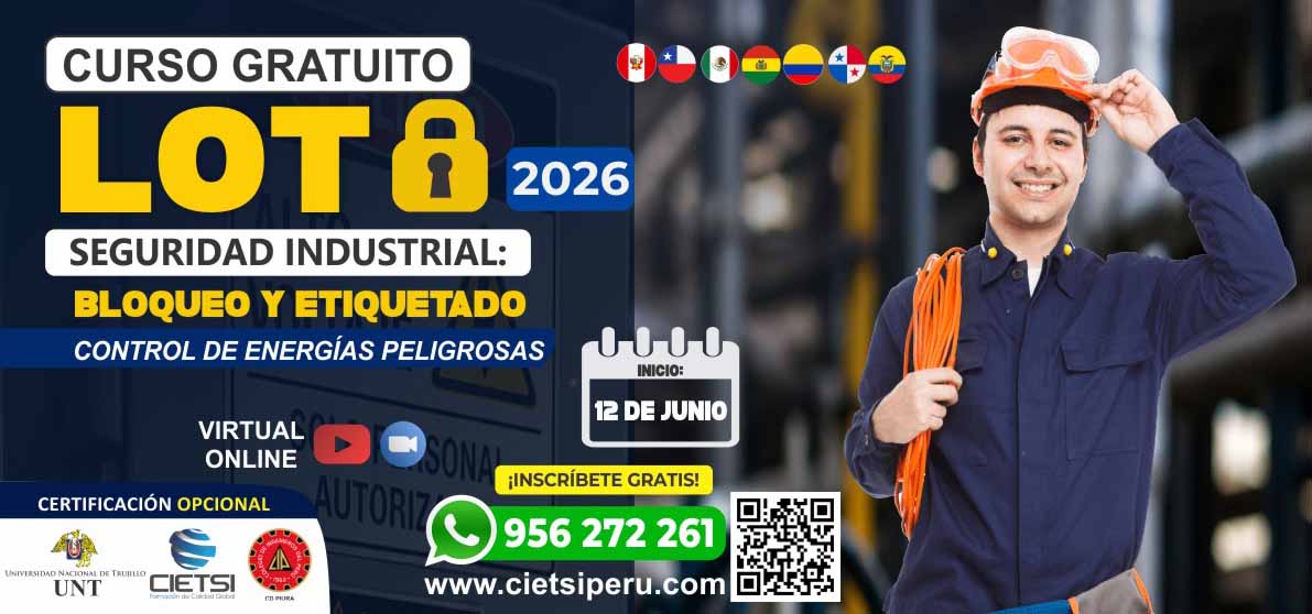 Imagen de producto para CURSO DE SEGURIDAD INDUSTRIAL EN BLOQUEO Y ETIQUETADO LOTO (CONTROL DE ENERGÍAS PELIGROSAS)
