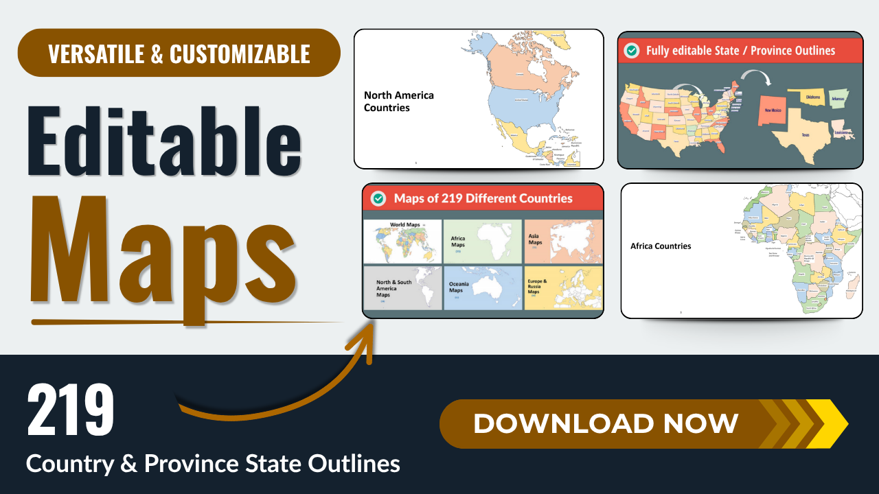 Product image for 219 Editable Maps for PowerPoint