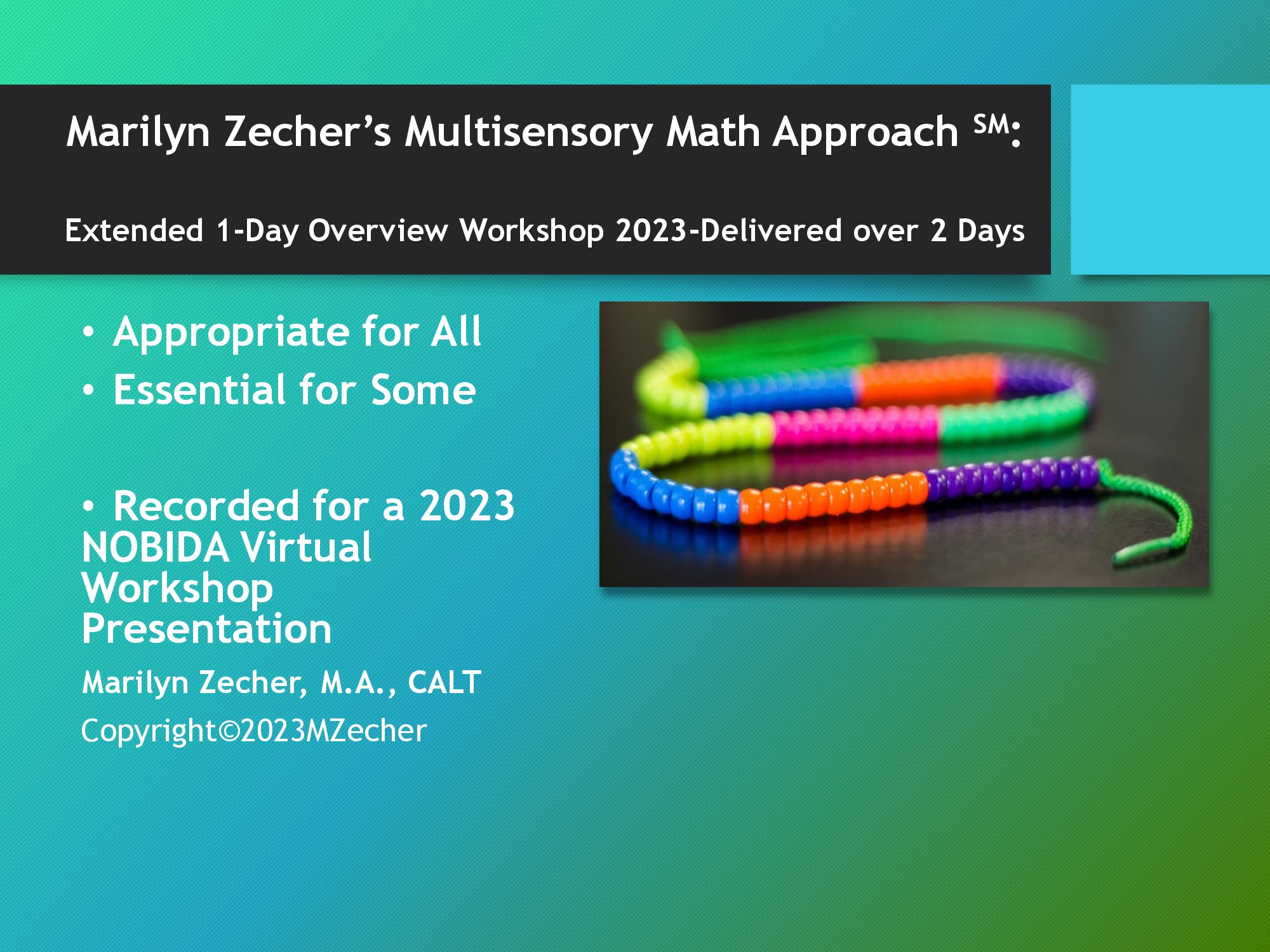 Product image for Multisensory Math Overview- Extended 1 Day Workshop