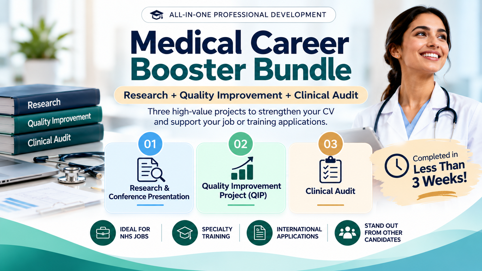 Product image for Medical Career Booster Bundle | Research + QIP + Clinical Audit