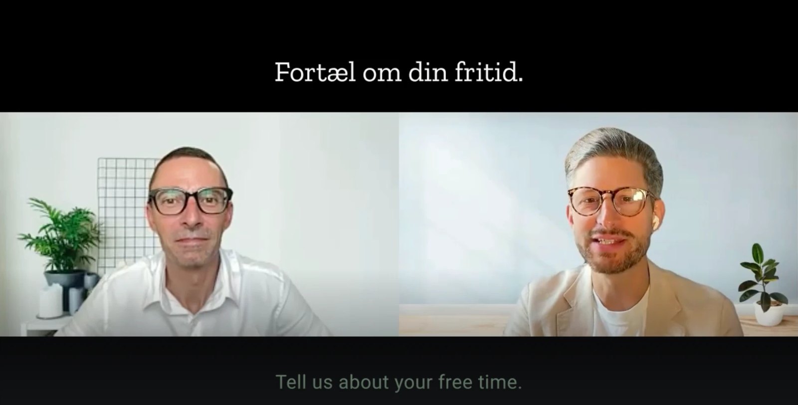 Ervin og Christian i en af vores videoer: “Fortæl om din fritid.”