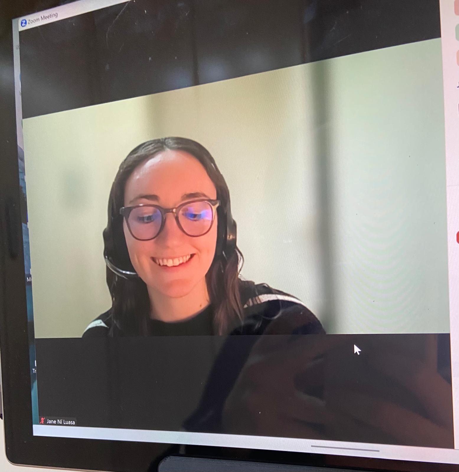 Jane's first online Irish class on Zoom