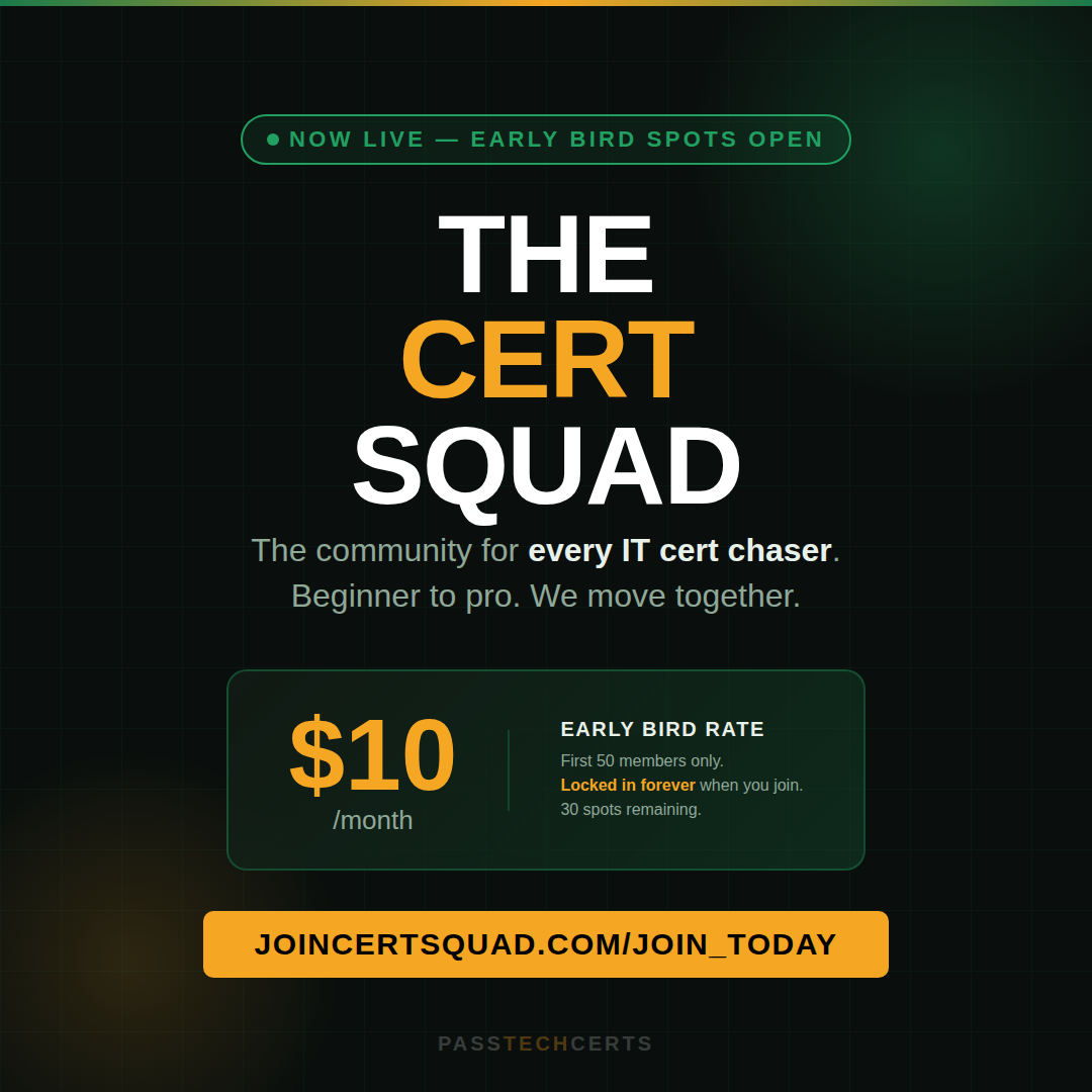 Product image for The Cert Squad:  Private Tech Career & Certification Community 