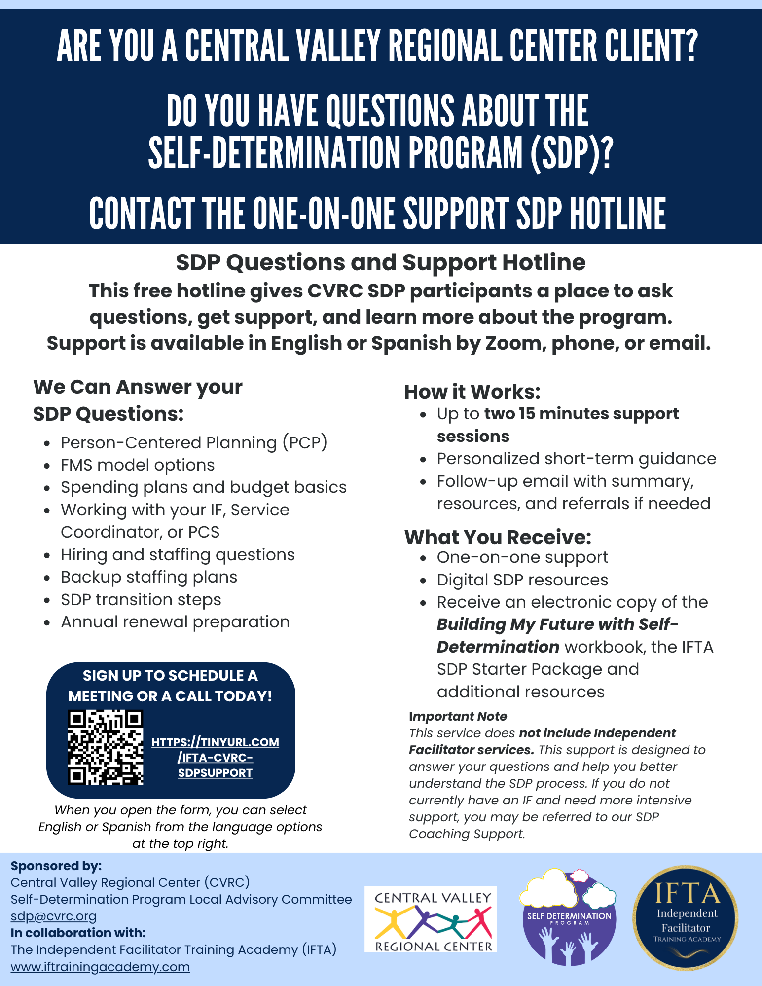 Flyer for CVRC SDP Hotline