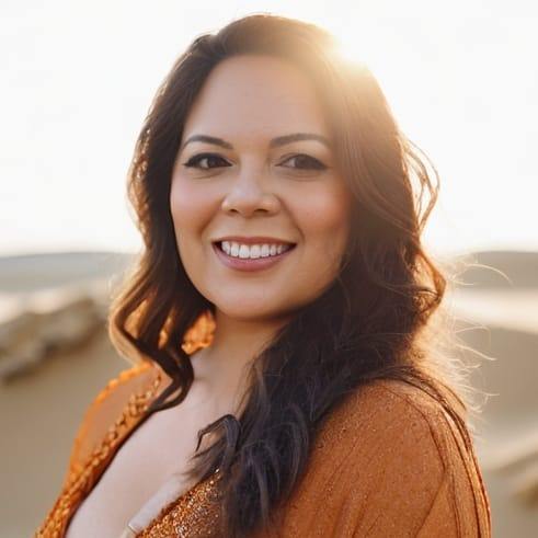 A mom in the sunset.