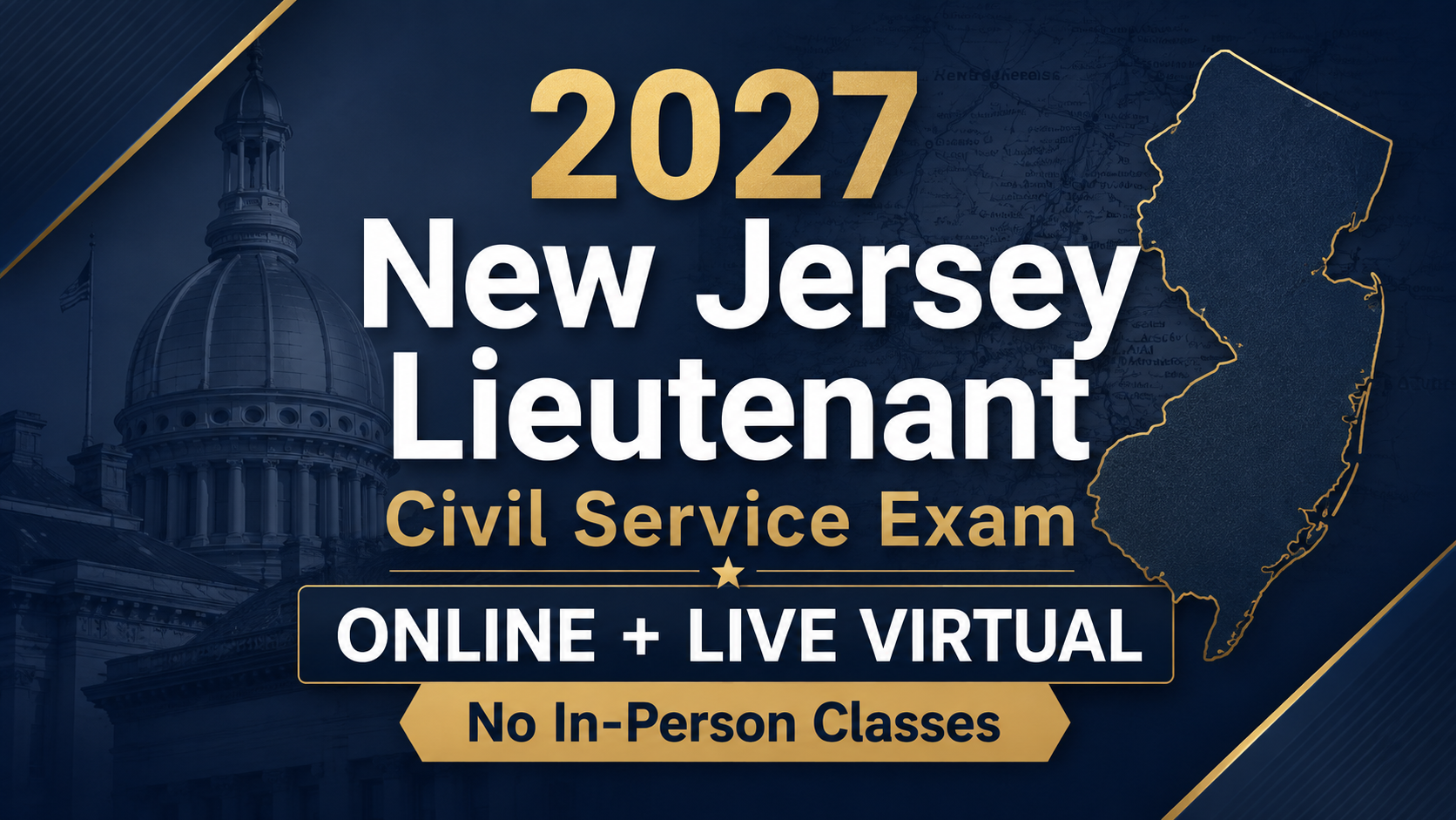 Product image for 2027 Online-Live Stream NJ CIVIL SERVICE (MUNICIPAL LIEUTENANT) Course