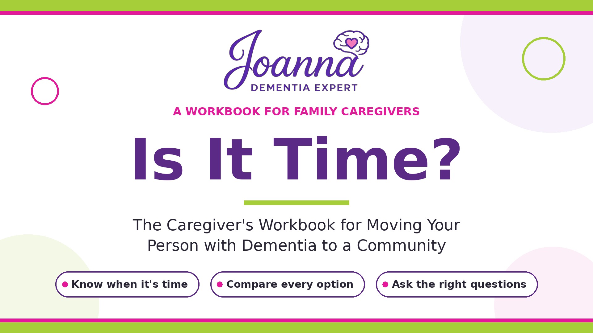 Product image for Is It Time? The Caregiver's Workbook for Moving Your Person with Dementia to a Community