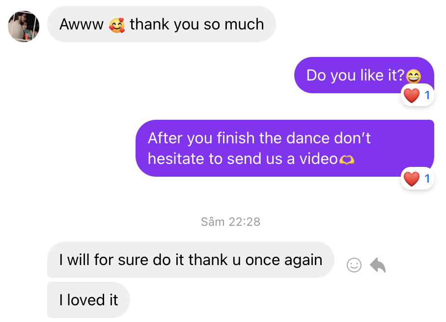 Real customer message