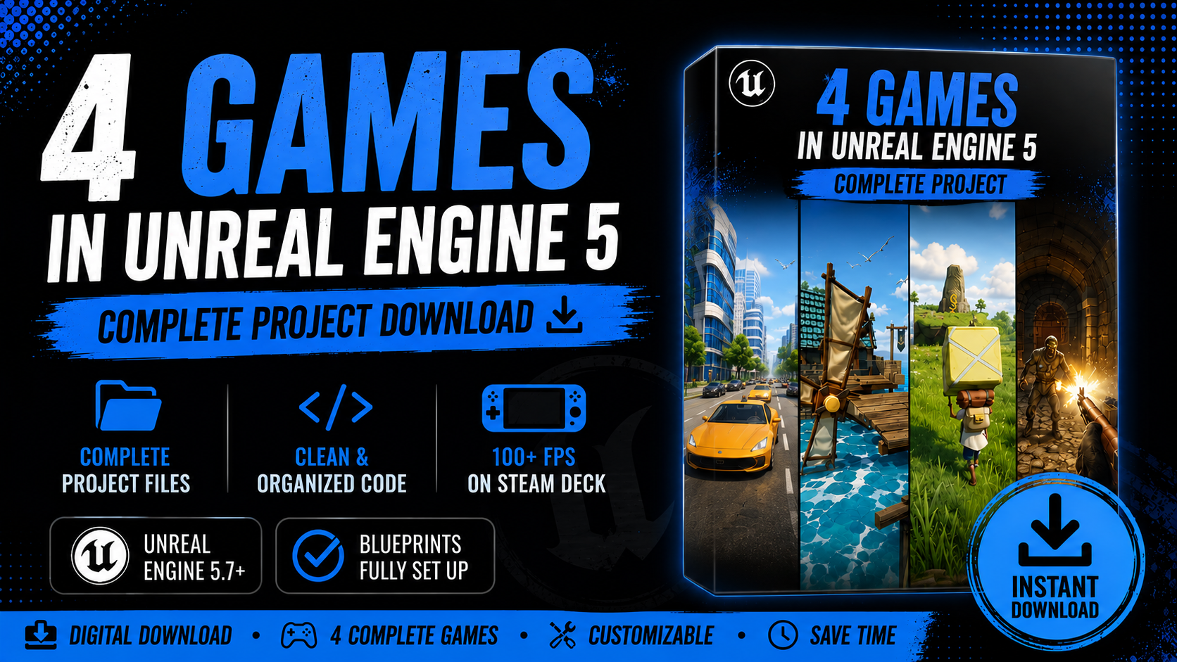 Product image for 4 Games In Unreal Engine 5 - Completed Project Download