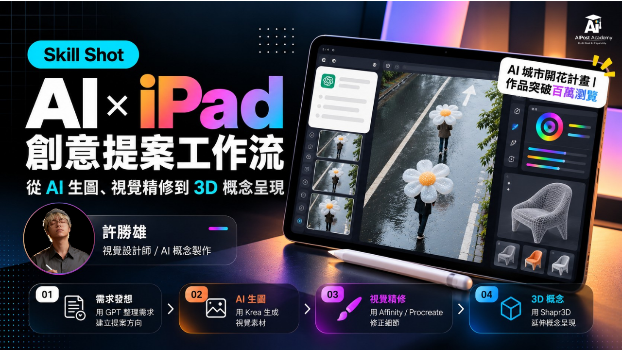Skill Shot 13｜AI × iPad 創意提案工作流：從 AI 生圖、視覺精修到 3D 概念呈現 的產品圖片