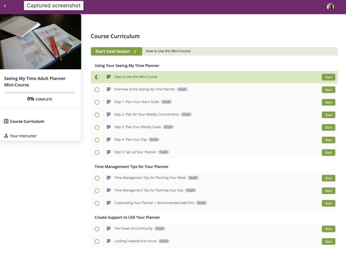 Preview of adult mini-course planner curriculum
