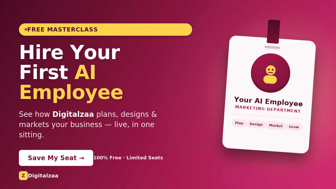 Product image for Free Masterclass: How to Hire your 1st AI Employee? 