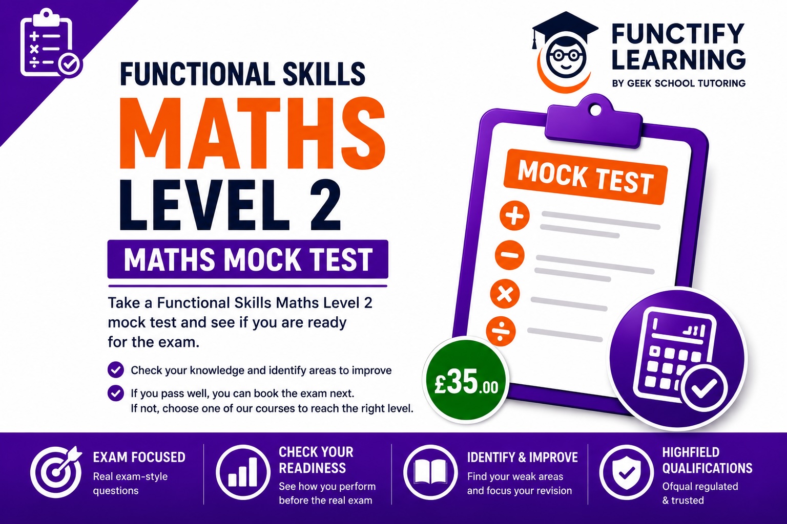 Product image for Functional Skills Level 2 Maths Mock Test