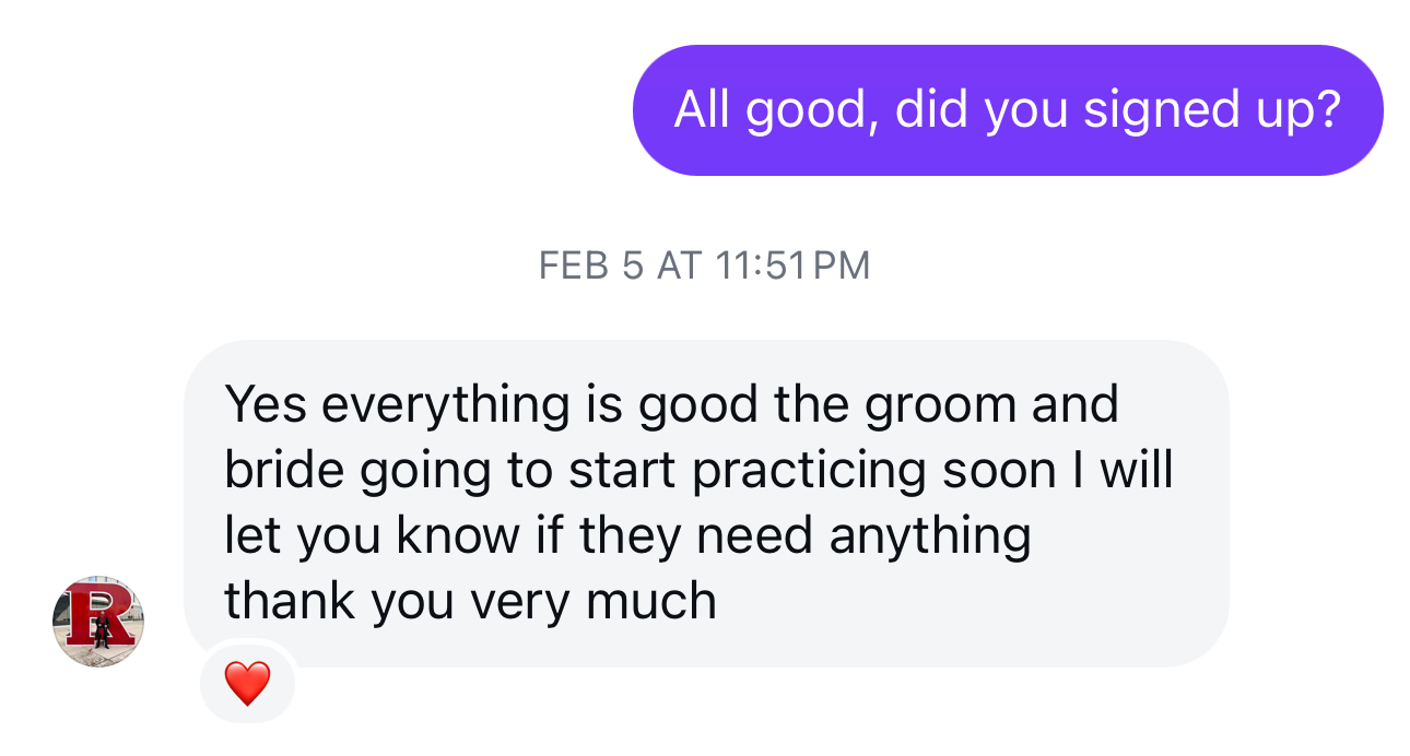Real customer message