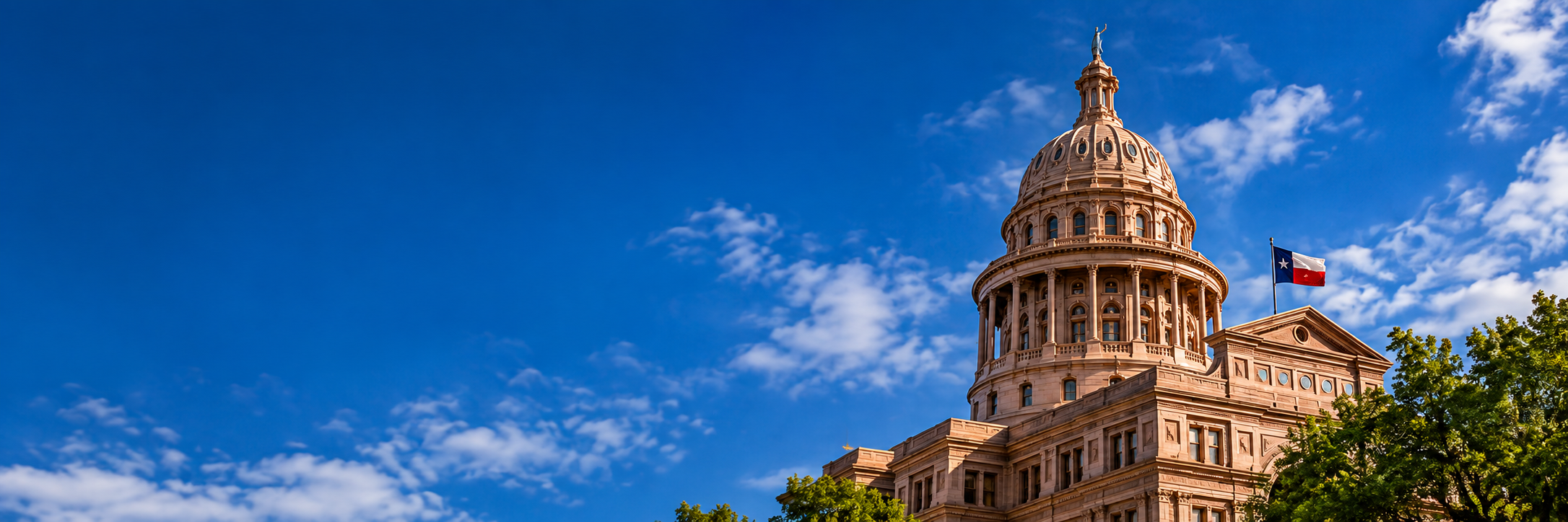 Background photo showing the Texas State Capitol Rotunda. Because Test Crushers is focused on the Texas Market