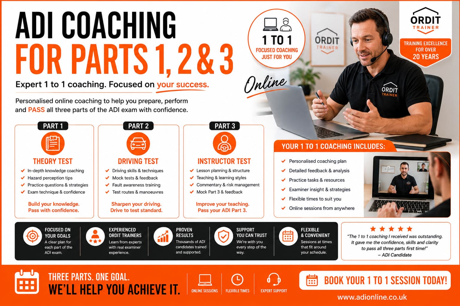 ADI Part 1, ADI Part 2 or ADI Part 3  One to One Online Coaching   You’ve thought about becoming a driving instructor. The freedom. The flexibility. The ability to be your own boss while making a real difference in people’s lives. But let’s be real—navigating the training, passing the tests, and actually building a successful business can feel overwhelming.