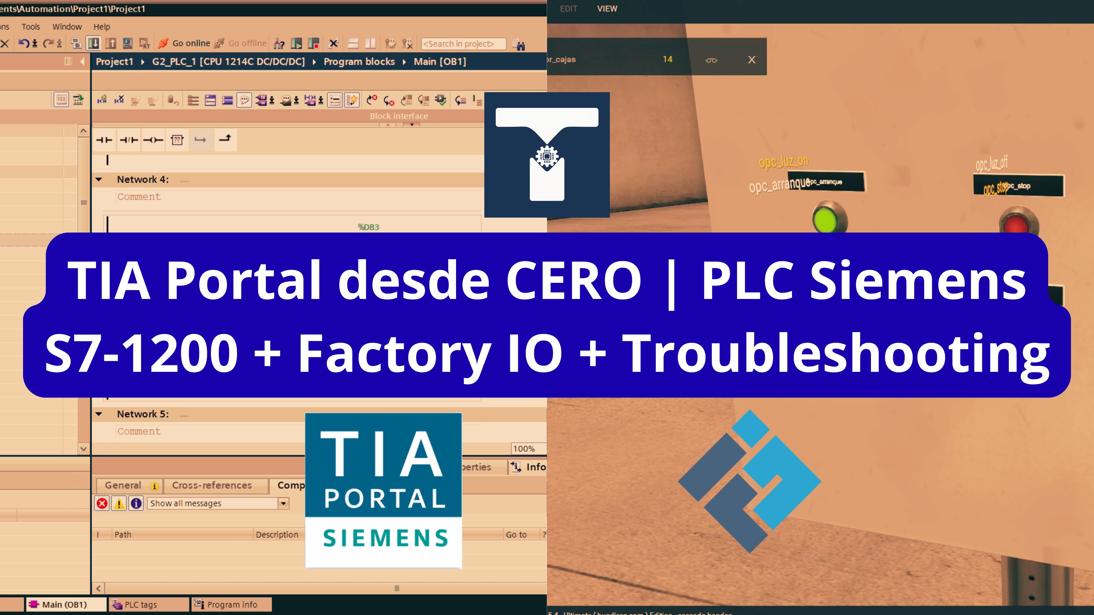 Product image for TIA Portal desde CERO | PLC Siemens S7-1200 + Factory IO + Troubleshooting REAL