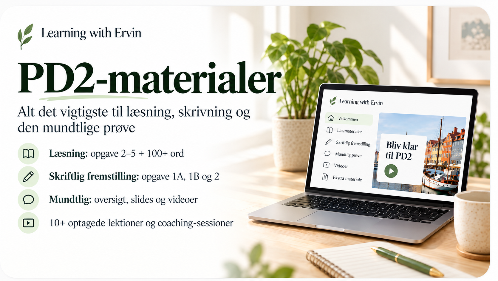 Product image for Prøve i Dansk 2 (PD2) - Pass your PD2 exam