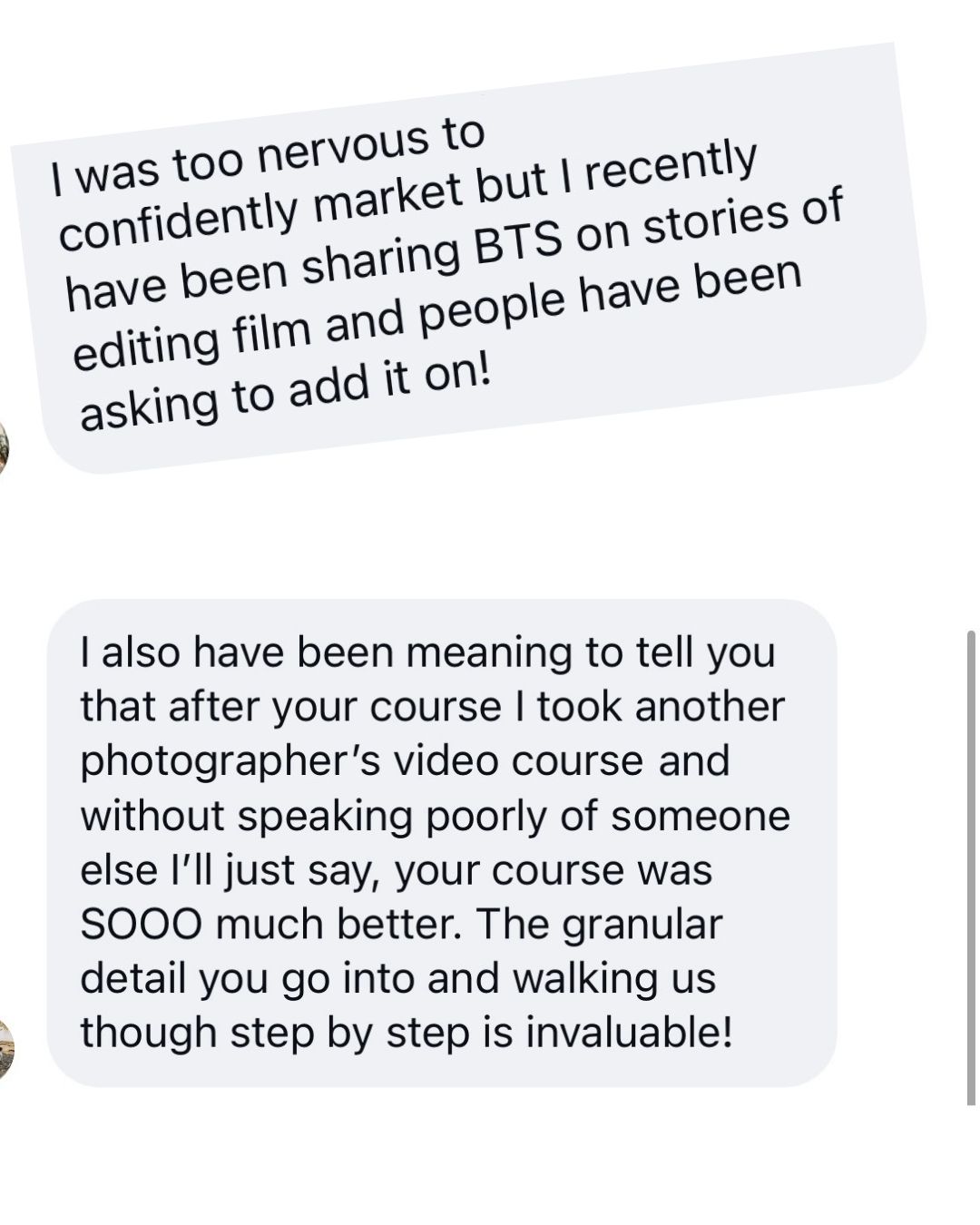 video course testimonial