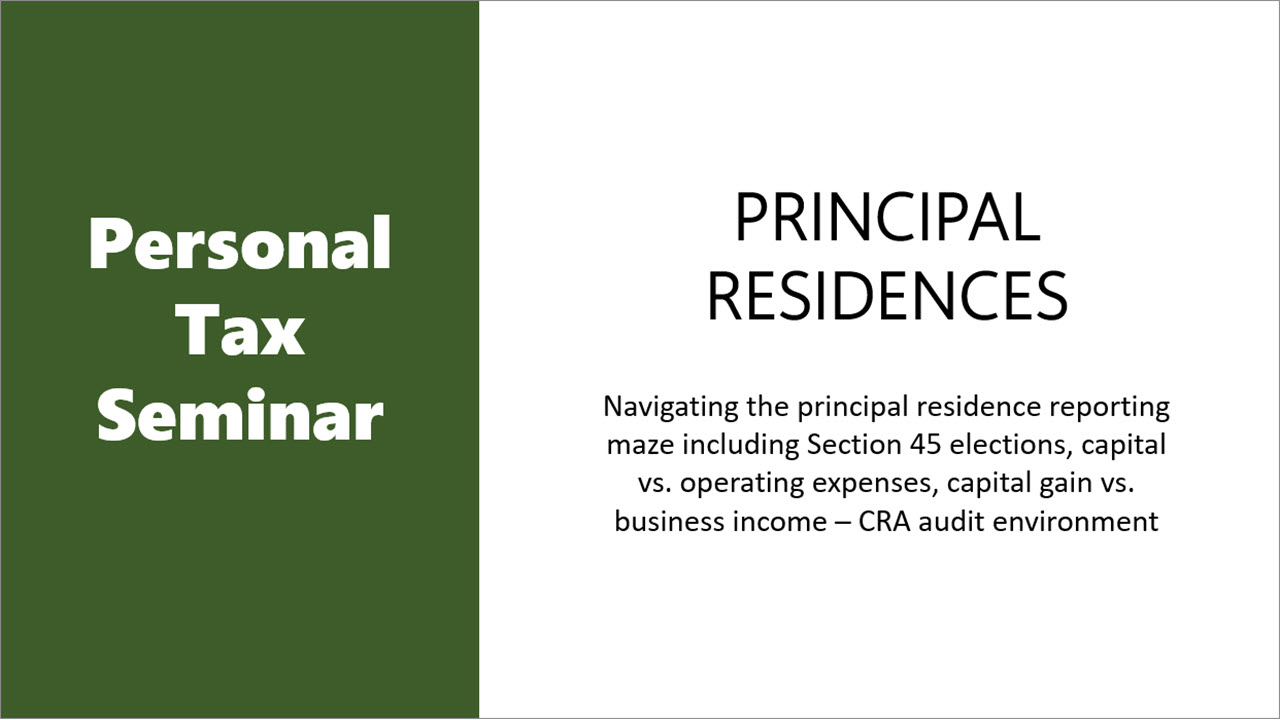 Product image for Personal Tax Seminar - Principal Residences